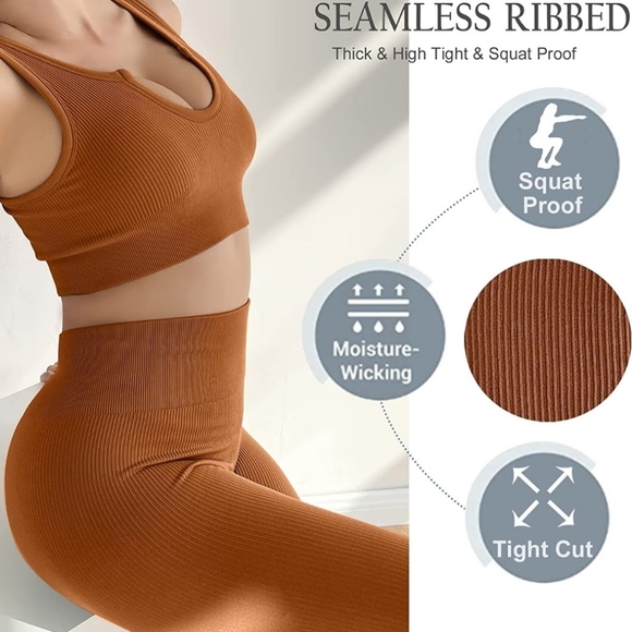 New 2pc Ribbed Set "Gotcha Snatched" Rust Color - Picture 4 of 6